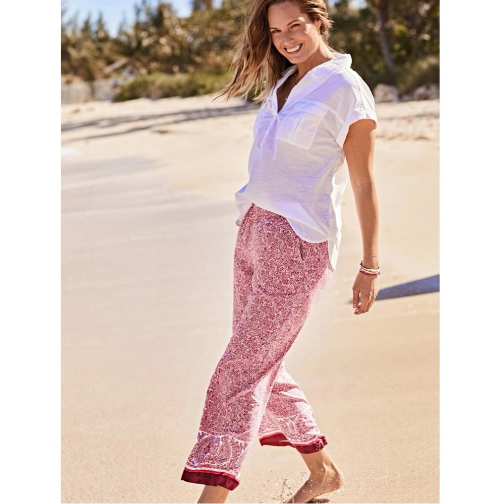 J. Jill Pink Paisley Wide Leg Crop Pants with Pockets NWOT - Picture 2 of 13